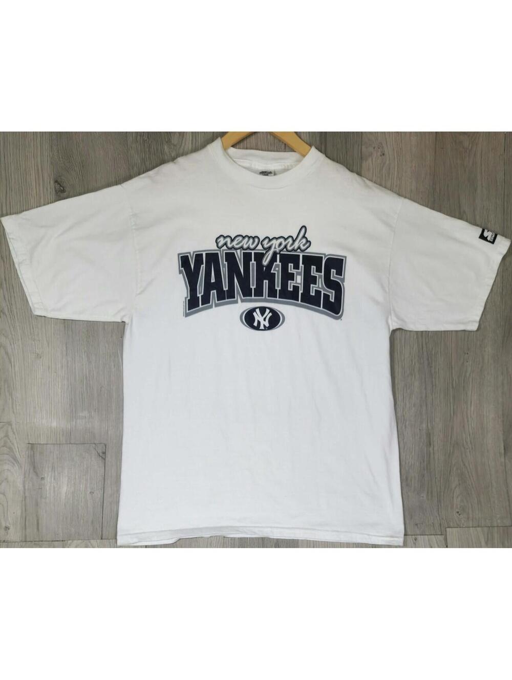 Vintage Starter New York Yankees T Shirt Large White MLB Graphic Tee USA #14
